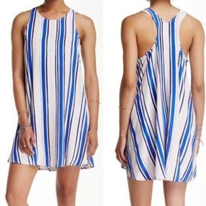 ASTR the Label Dress XS Rena Striped Mini Shift Blue Pink Racerback Sleeveless